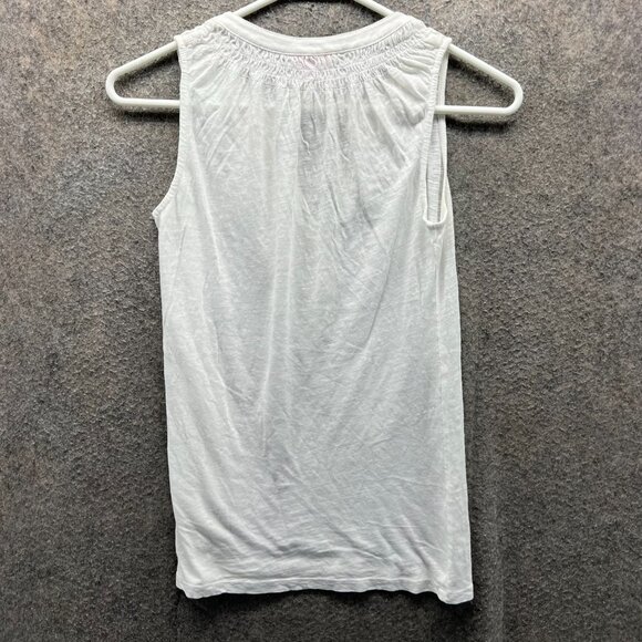 Lilly Pulitzer Shirt Top Womens XXS White Sleeveless Linen Smocked Lightweight - Picture 2 of 9